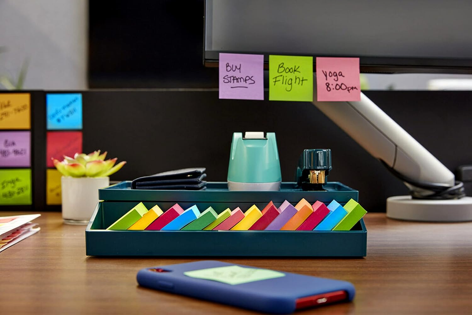Detalle de Post-it 4642-12SSMX Super Sticky Notes, 3 Sizes, Bright Colors, 12 Pads