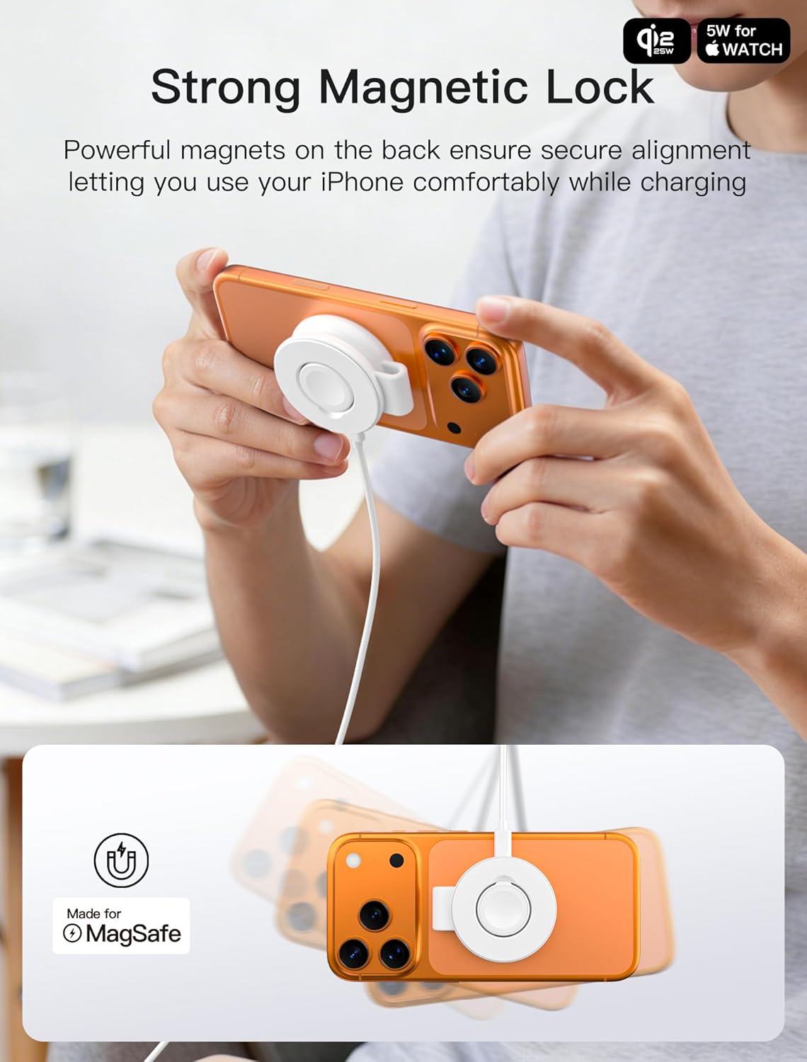 Thumbnail 5 de Station de charge magnétique 2-en-1 Qi2 25 W (pliable) pour iPhone, Apple Watch et AirPods