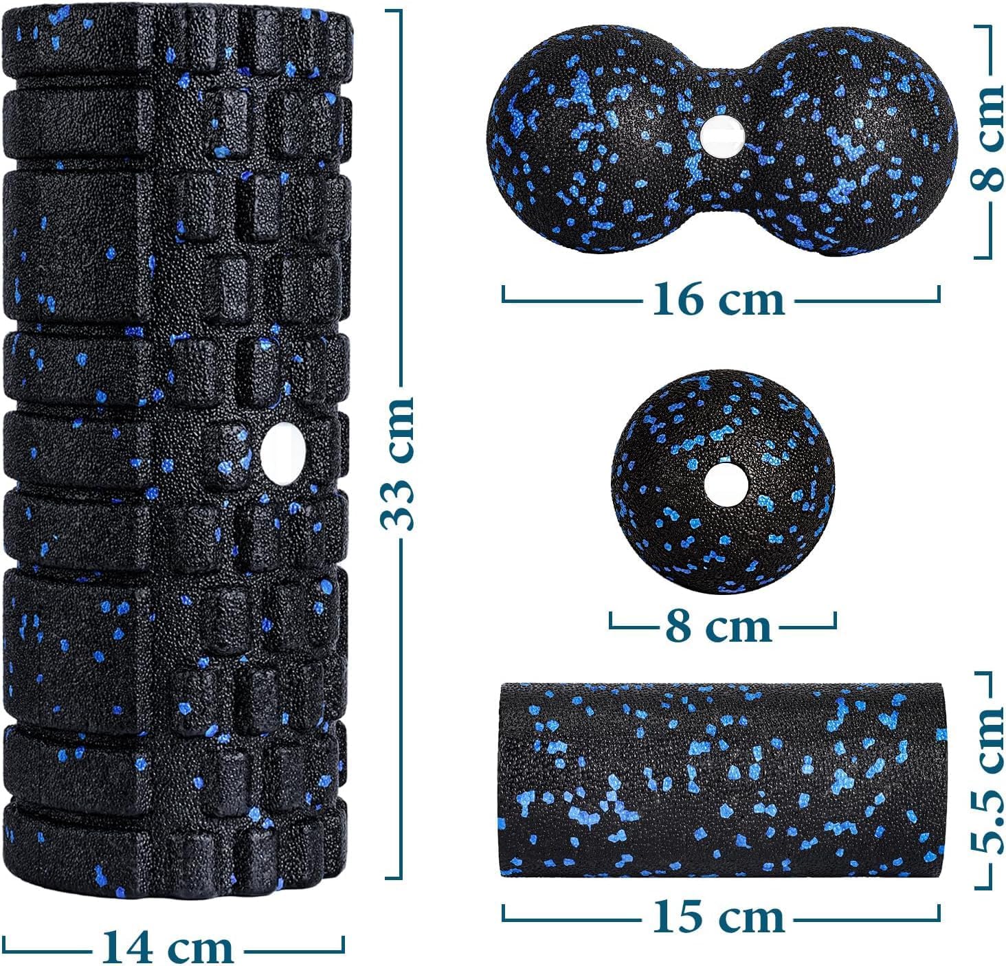 Detalle de 3D Faszienrolle Set – 4‑in‑1 Faszien-Training mit Wirbelsäulen‑Rolle, Duoball, Mini‑Rolle und Ball