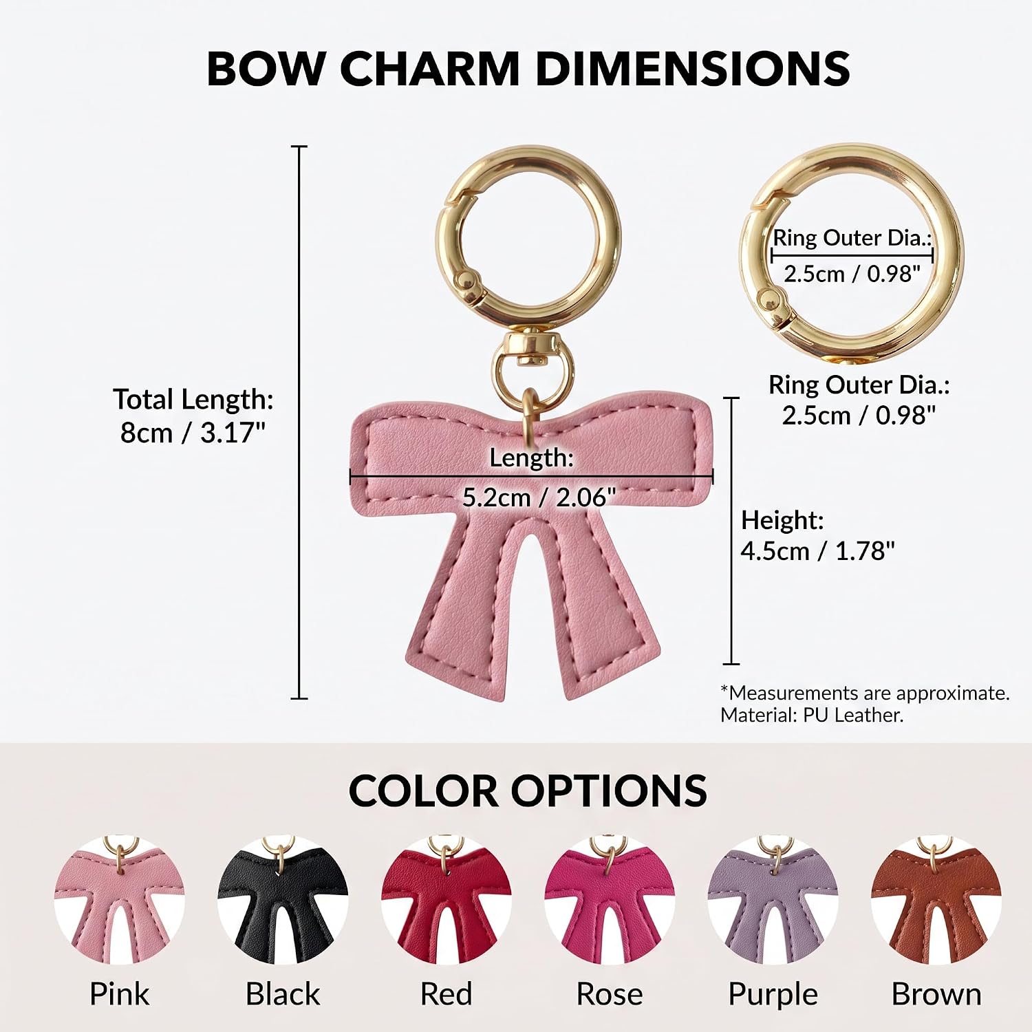 Detalle 2 de Fuerxy Bow Bag Charm, PU Leather