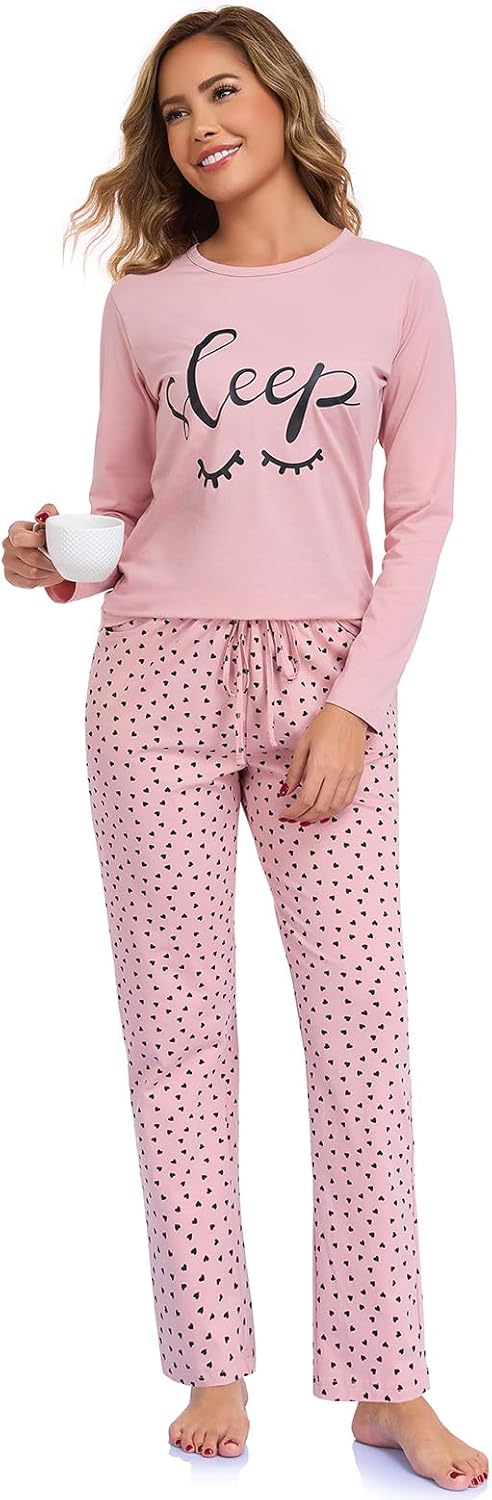 Thumbnail 2 de SPKPKEY women’s cotton long-sleeve pyjamas set (95% cotton, 5% spandex) – cute 2-piece loungewear