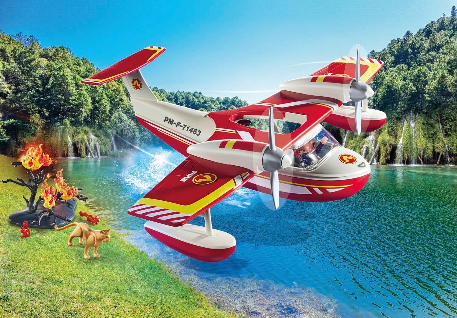 Thumbnail 2 de PLAYMOBIL City Action Feuerwehrflugzeug mit Löschfunktion (71463) – Heldinnen- und Heldenrettung für Kinder ab 4 Jahren