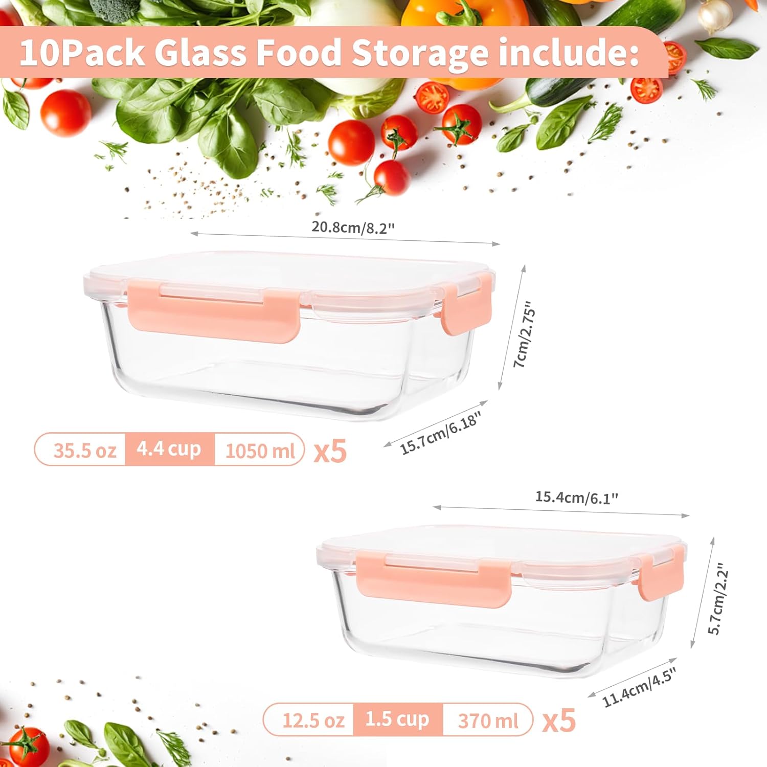 Thumbnail 1 de S SALIENT glass storage containers 5-pack, 1050ml