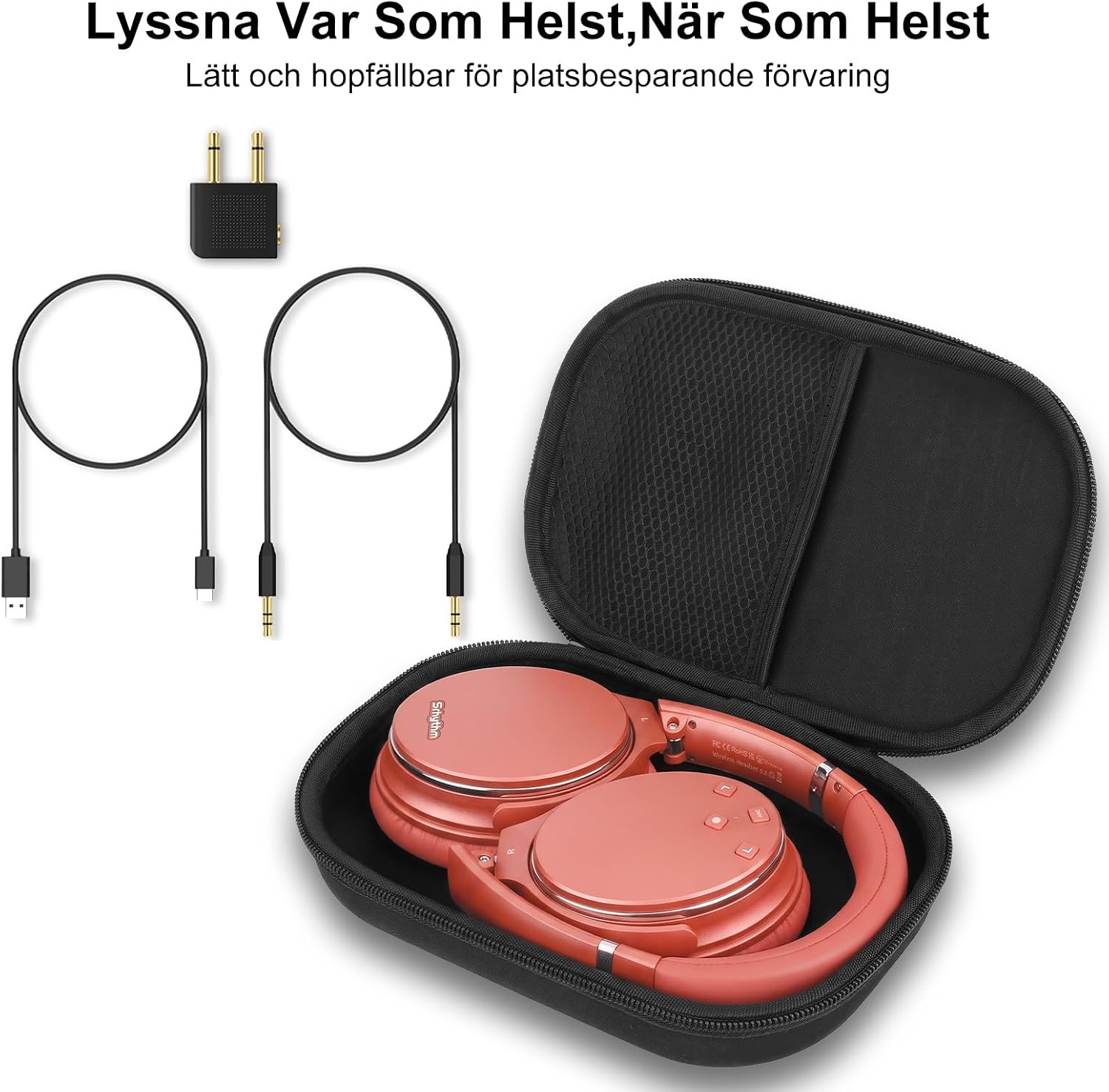 Detalle de Srhythm NC35 trådlösa over-ear-hörlurar med ANC och Bluetooth 5.3