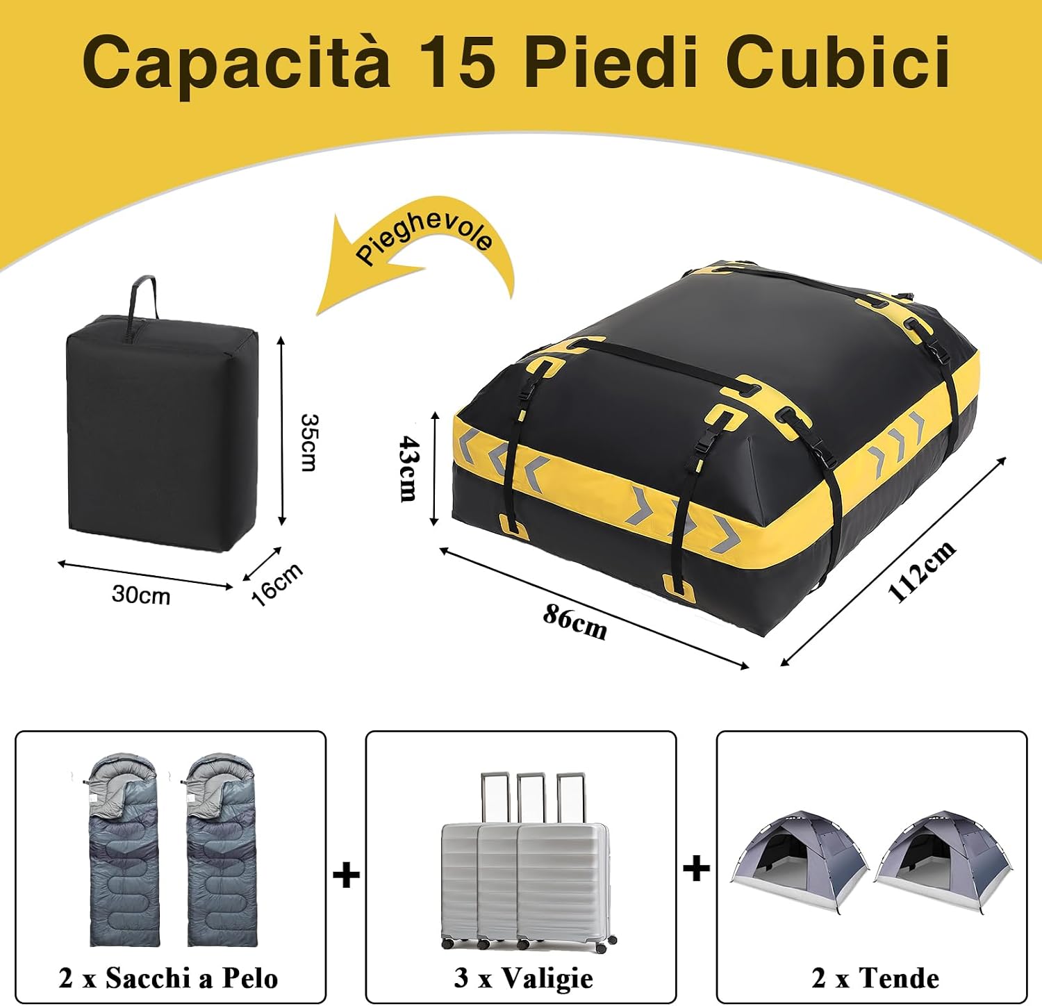 Thumbnail 6 de JOBYNA Borsa da Tetto 425 L: Borsa impermeabile pieghevole con tappetino antiscivolo e accessori per auto