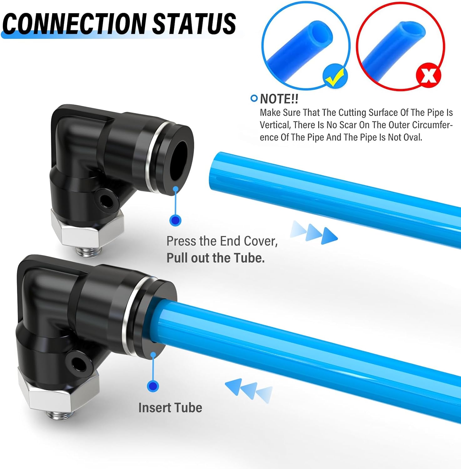 Detalle de TAILONZ Pneumatic Male Elbow 4mm Tube OD x M5 Thread, 90° Push-to-Connect Fittings (Pack of 10)