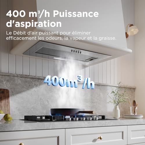 Detalle de COMFEE' BIHT17SS-52: Hotte aspirante encastrable 400 m³/h, 52 cm