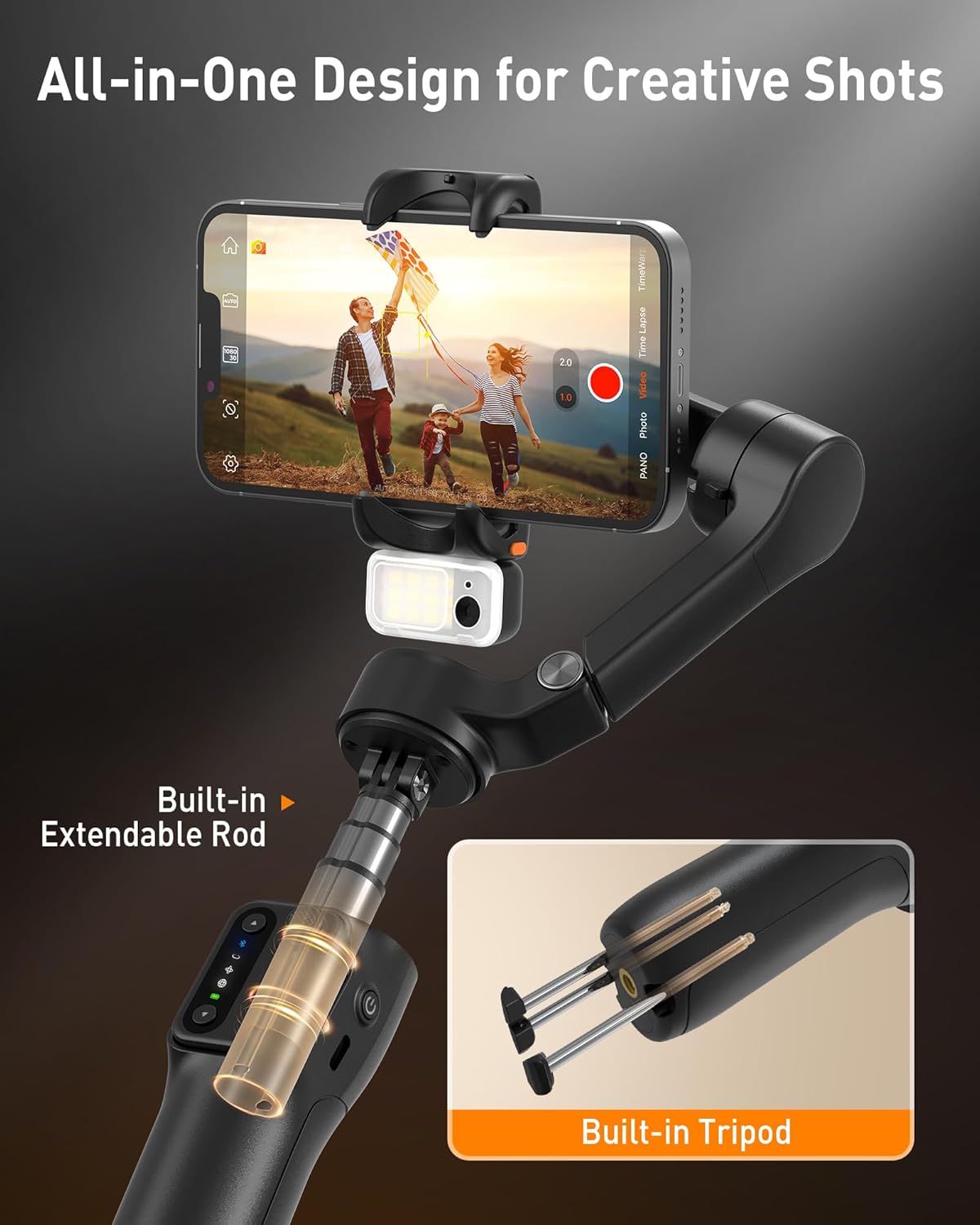 Thumbnail 4 de hohem iSteady V3 stabilizzatore per smartphone con tracker AI magnetico, treppiede integrato e controller rimovibile