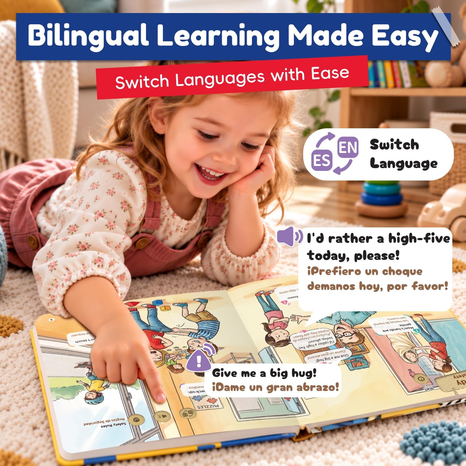 Detalle 2 de Timetome SC1448 Spanish-English Interactive Safety Sound Book, 10 Scenes
