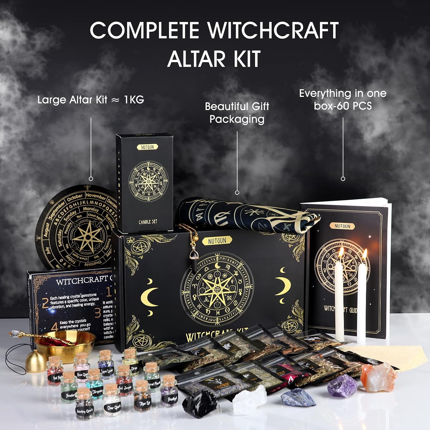 Detalle 2 de Nutgun Large Witchcraft Supplies Kit 60 PCS – Wiccan Tools for Beginners
