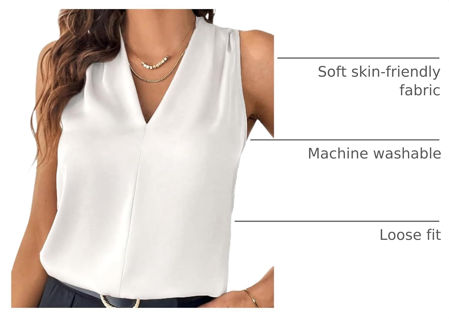 Thumbnail 3 de EVALESS Pleated V Neck Tank