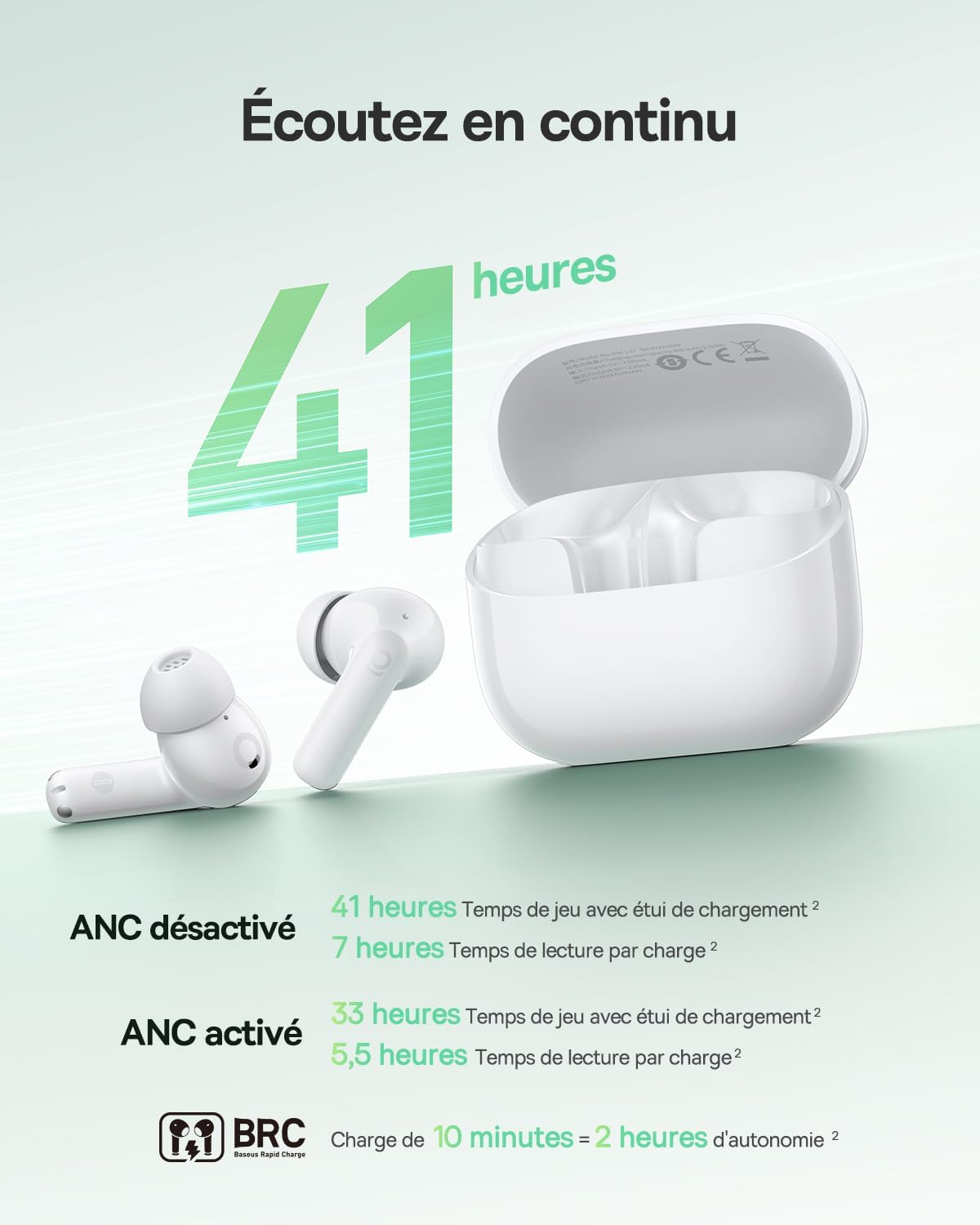 Thumbnail 4 de Baseus EP10 NC écouteurs Bluetooth avec réduction de bruit, 41 h