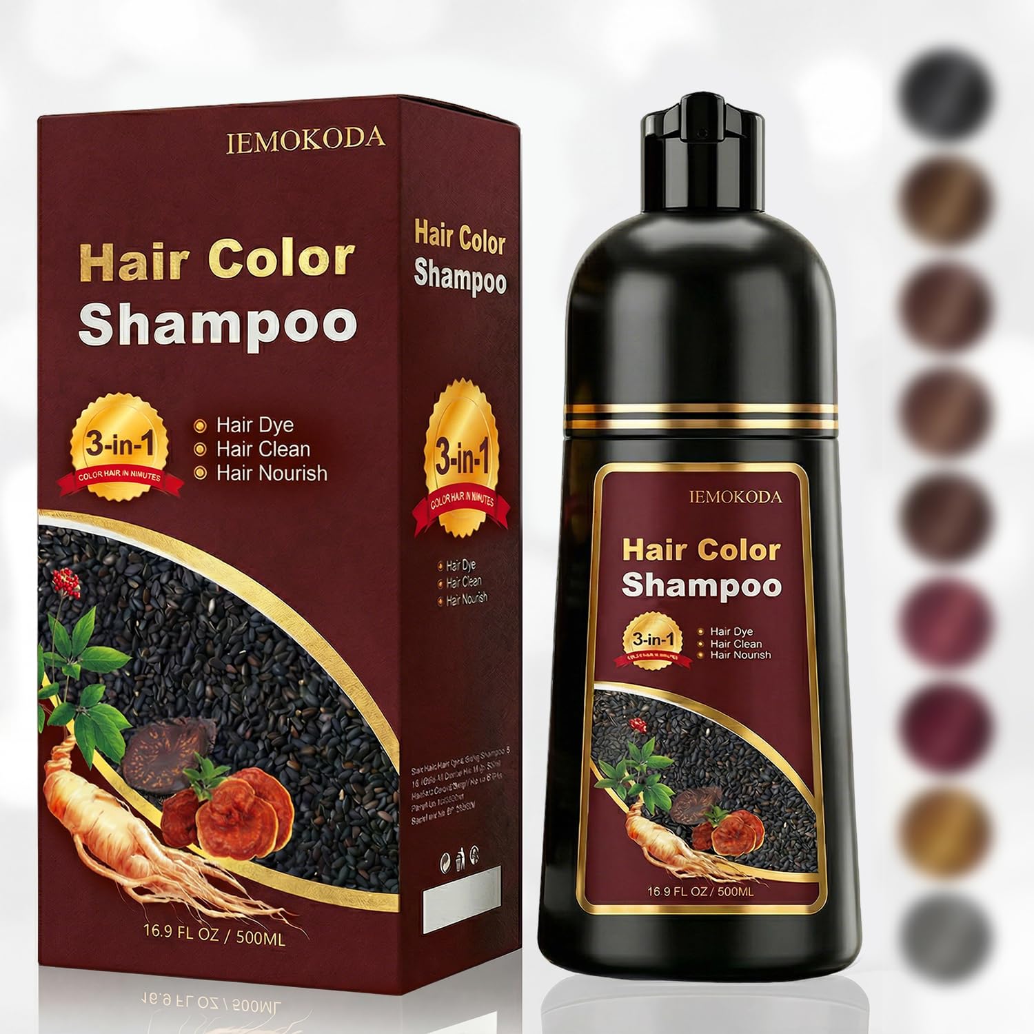 Burgundy Hair Dye Shampoo 3-in-1 for Gray Coverage (Wine Red) — Instant Color in Minutes