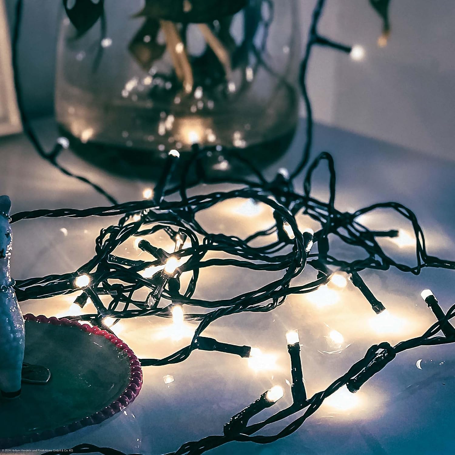 Detalle de Hellum Luci fiabesche a LED da esterno bianco freddo, 7,9 m, 80 LED con timer