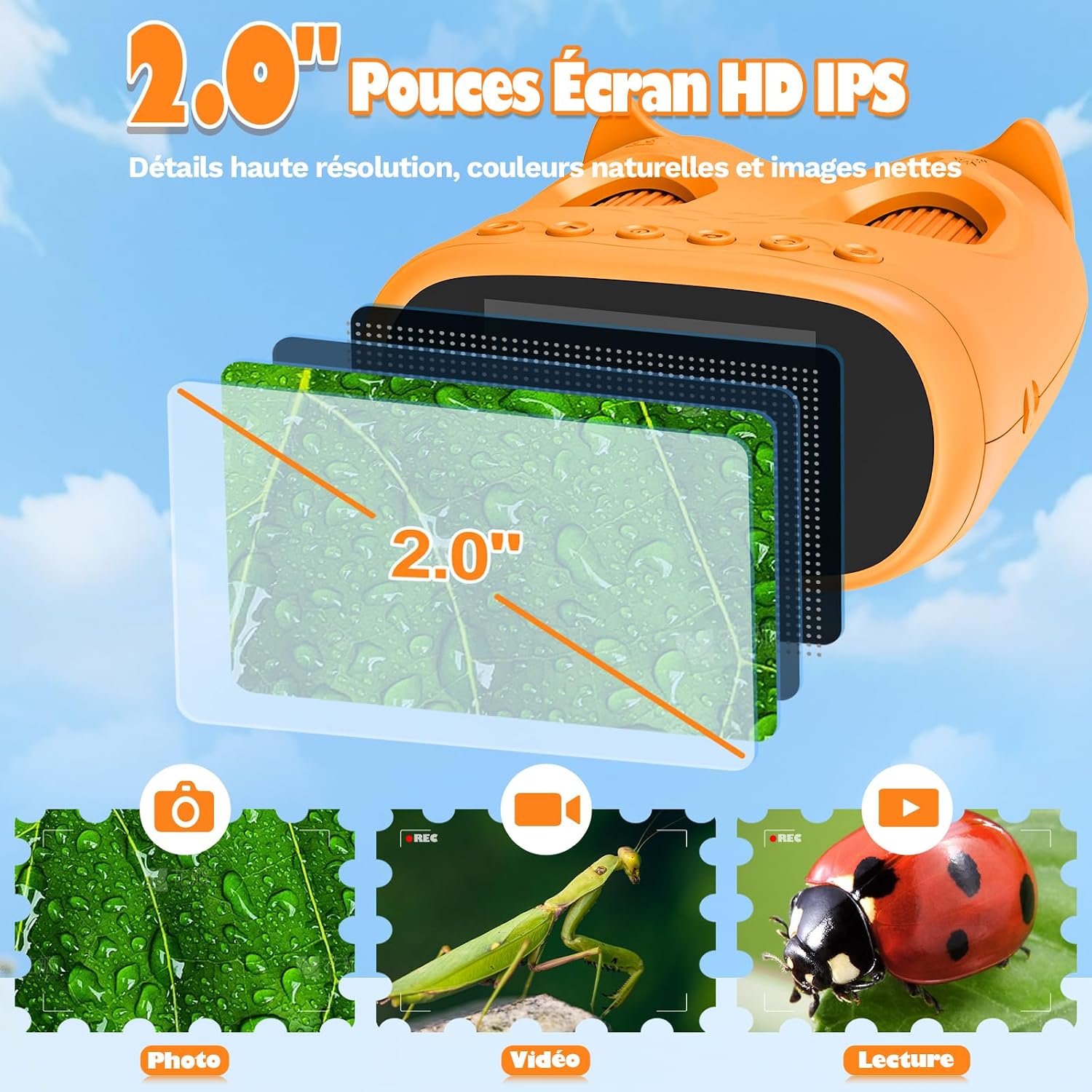 Detalle de ASPOVEN 2 en 1 : Microscope et Télescope Numérique pour Enfant – 1000x avec Écran HD 2,0 pouces