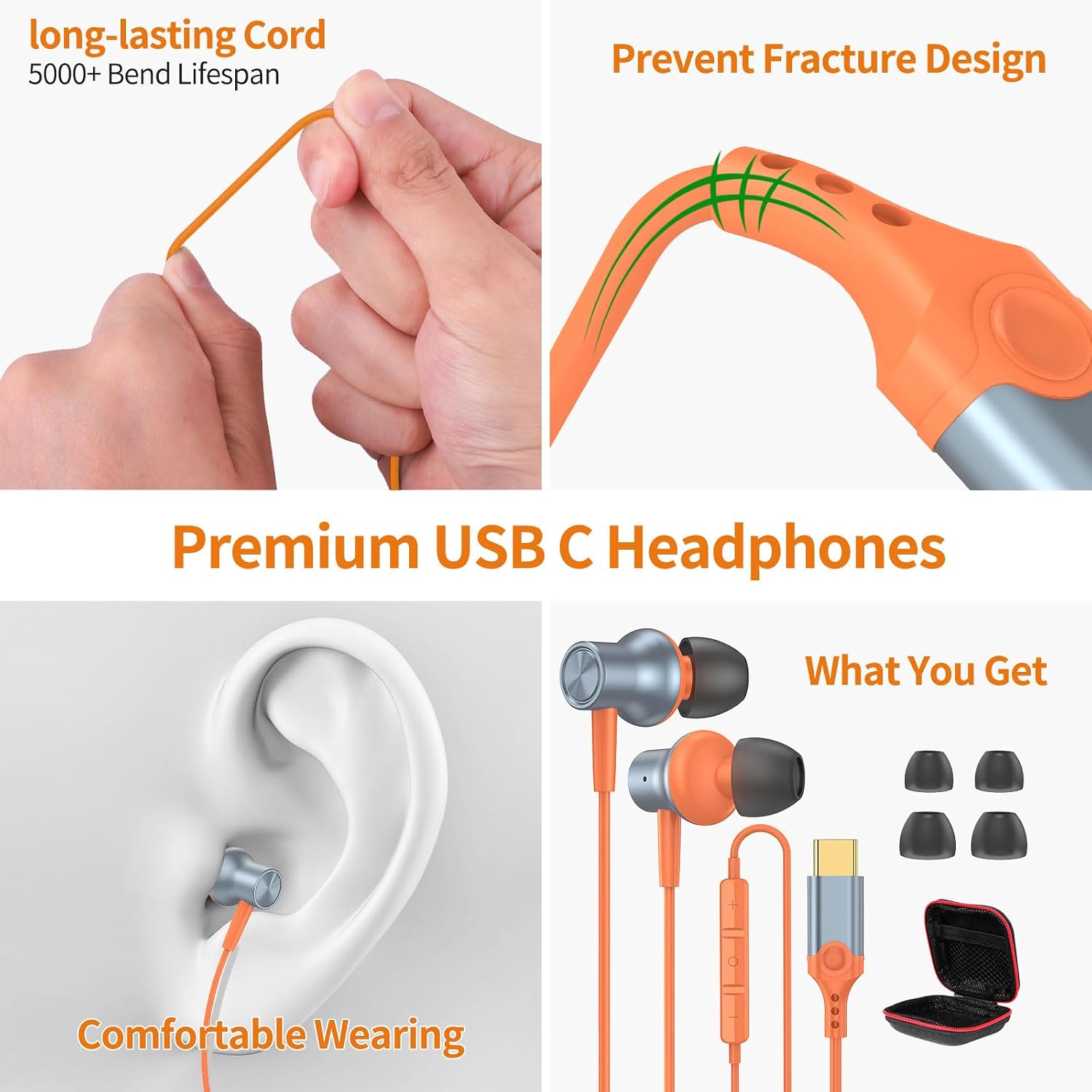 Thumbnail 6 de USB C Headphones Wired Earbuds with Mic