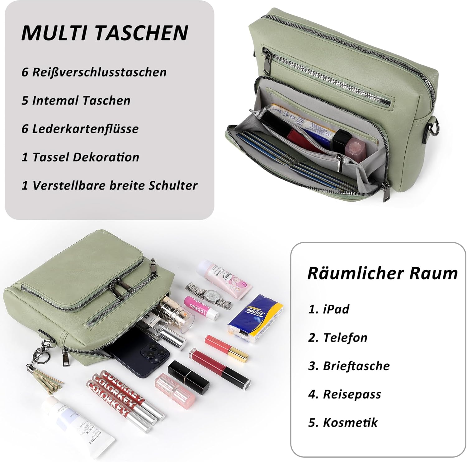 Thumbnail 4 de TANTOMI Umhängetasche Damen – Crossbody Bag mit verstellbarem Abnehmbar Schultergurt