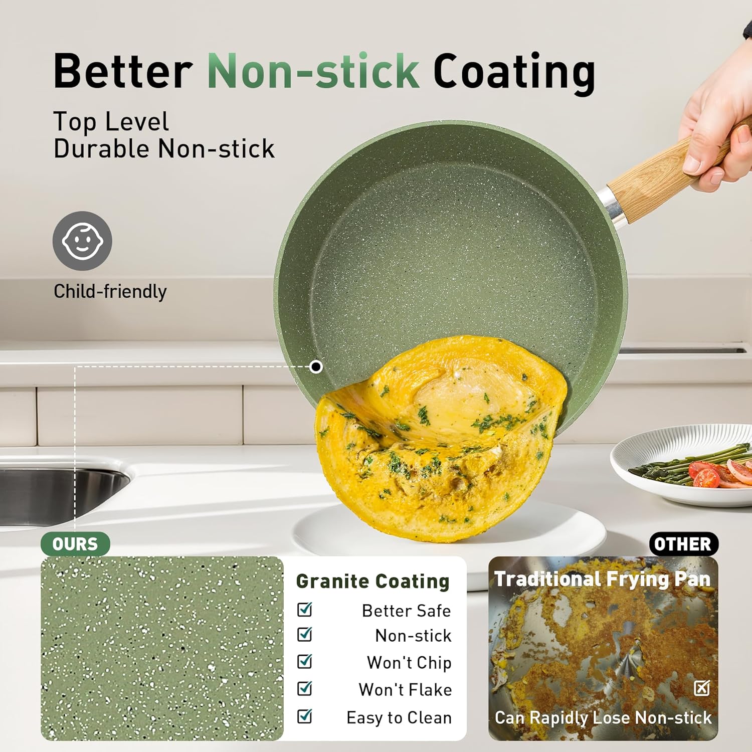 Detalle 2 de Kitchen Academy Pots and Pans Set Non Stick, 30-Piece Granite Coated Induction Cookware & Bakeware