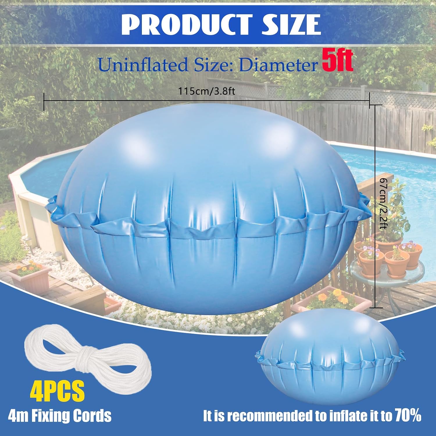 Detalle 2 de HOMSHIAM Above-Ground Pool Pillow, 5 ft