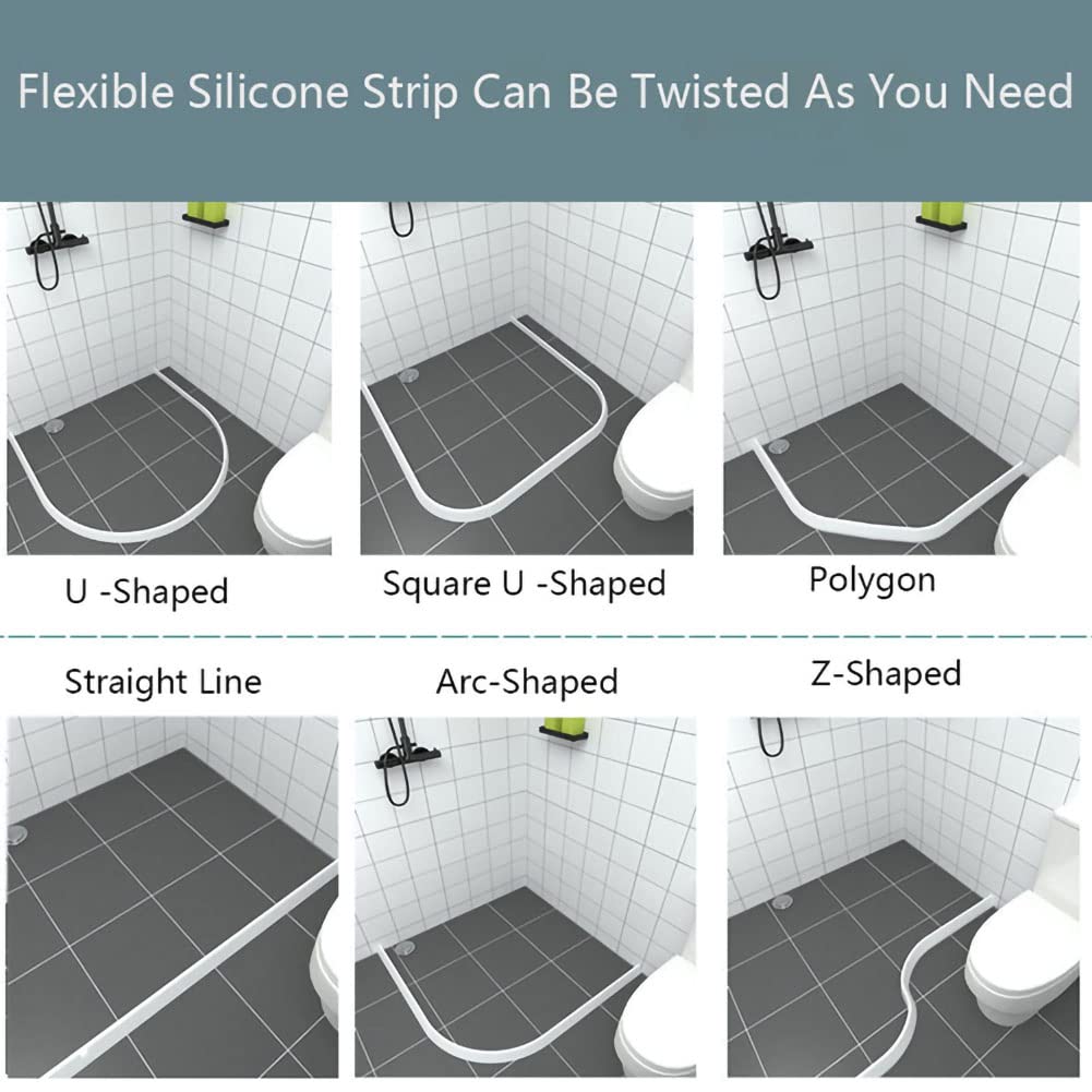 Thumbnail 5 de Zayejod 1 L-shaped Shower Threshold Barrier, 2 m, White