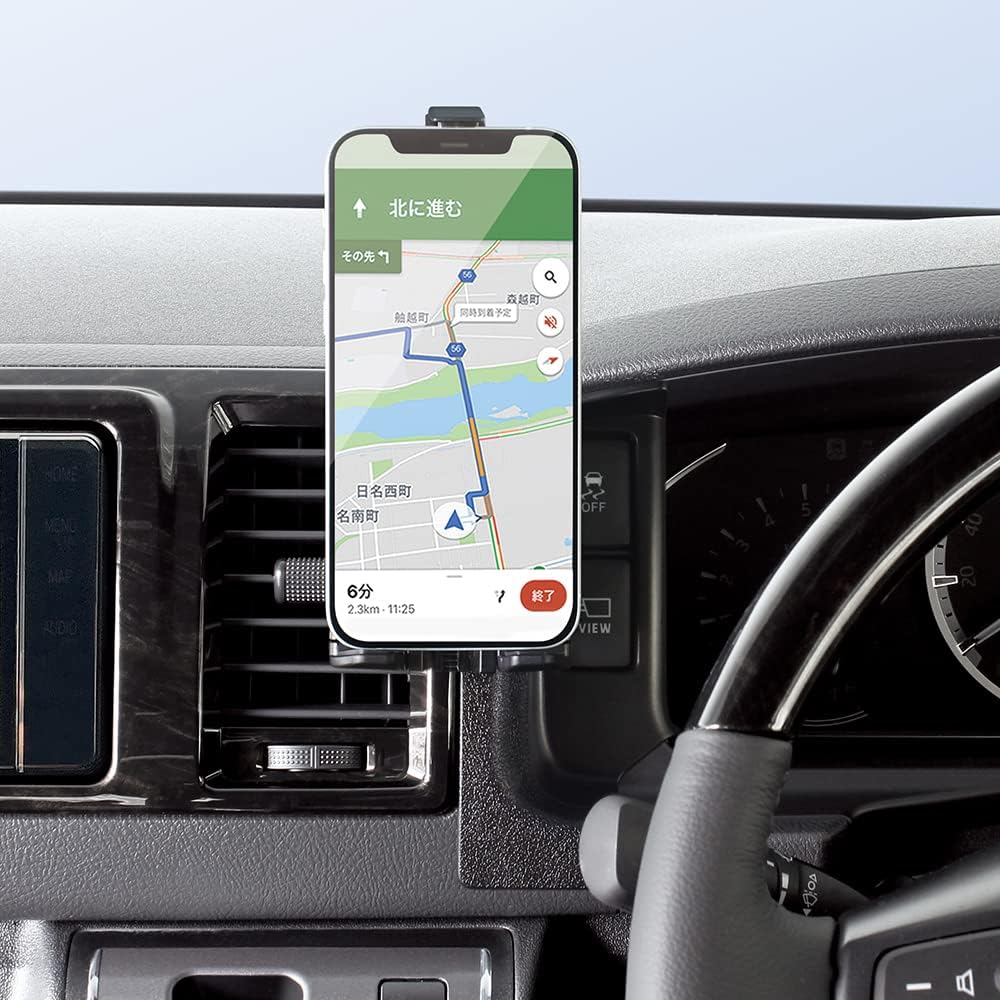 Detalle 2 de 槌屋ヤック SY-HA2 200系ハイエース専用スマートフォンホルダー ブラック