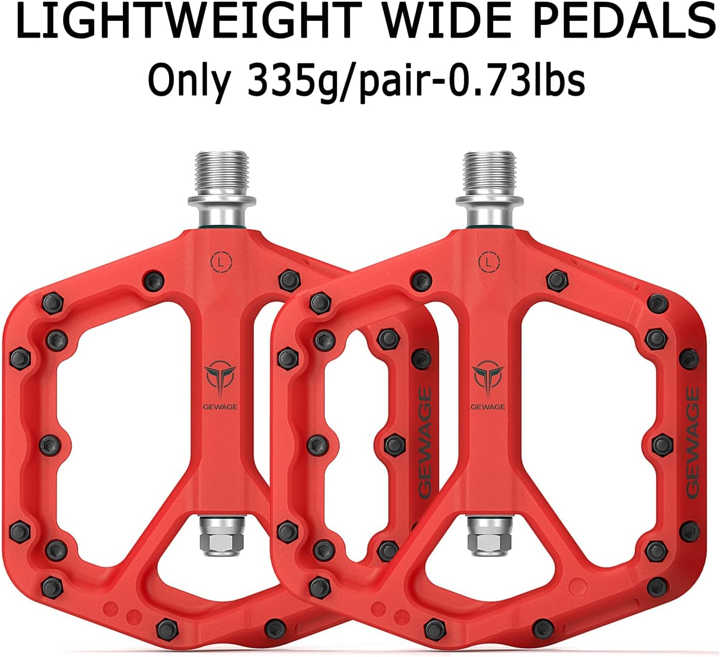 Thumbnail 5 de GEWAGE Pédales VTT antidérapantes en nylon composite et acier CR-MO – plateforme large (9/16")