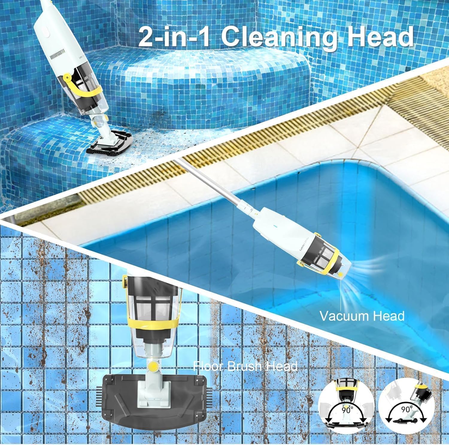 Detalle de Lydsto S1: Aspirapolvere per Piscina Senza Fili con Asta Telescopica – pulizia efficace senza cavi