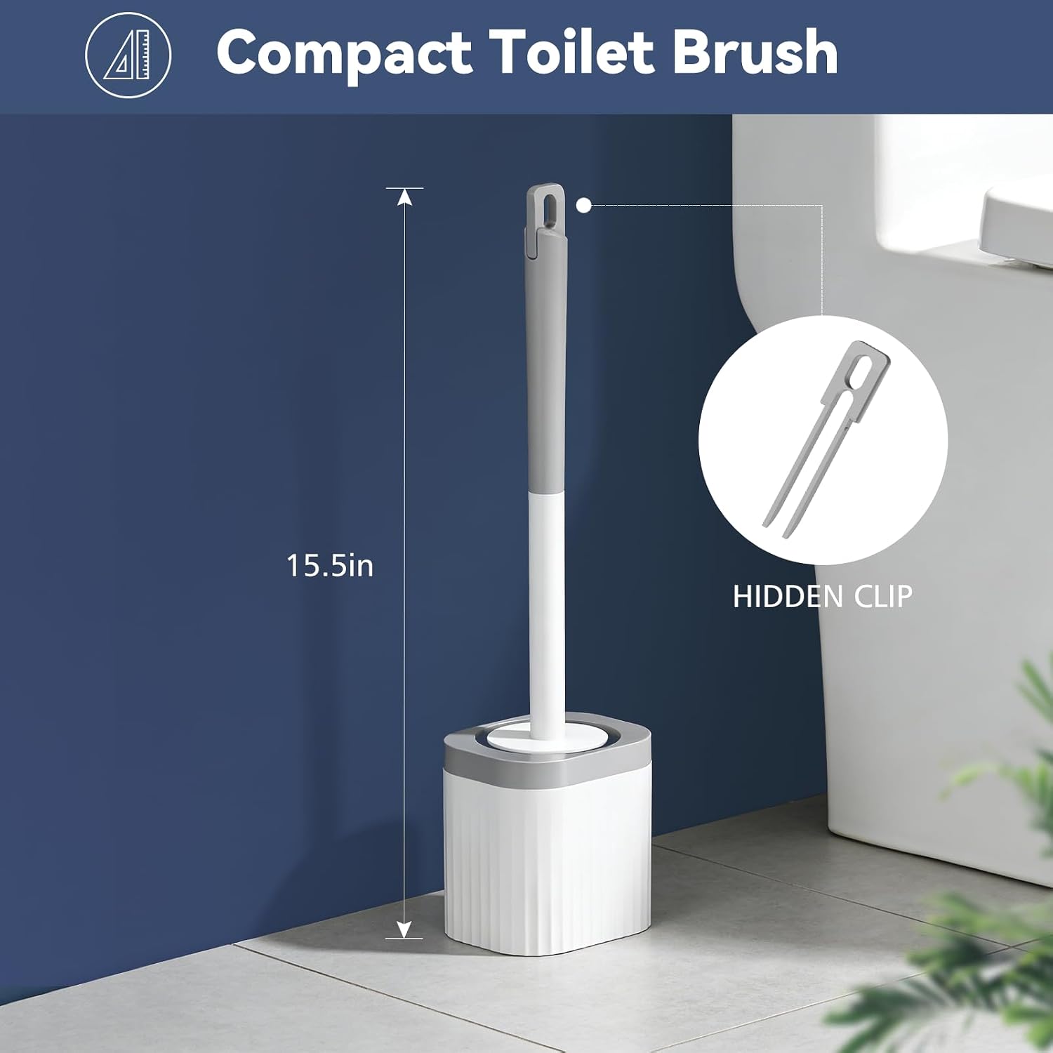 Thumbnail 1 de EZKEY 3-Pack Compact Toilet Brush and Holder Set with Hidden Holder and Drip-Proof Base