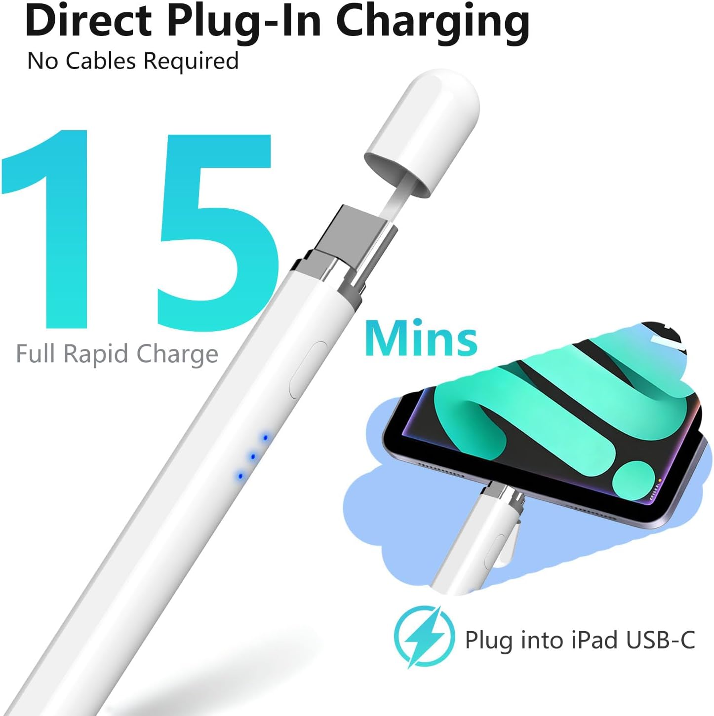 Thumbnail 2 de iPad Pencil (2018–2026) Magnetic Charging Stylus with Tilt & Palm Rejection for Pencil 2nd/1st Gen-Compatible iPads