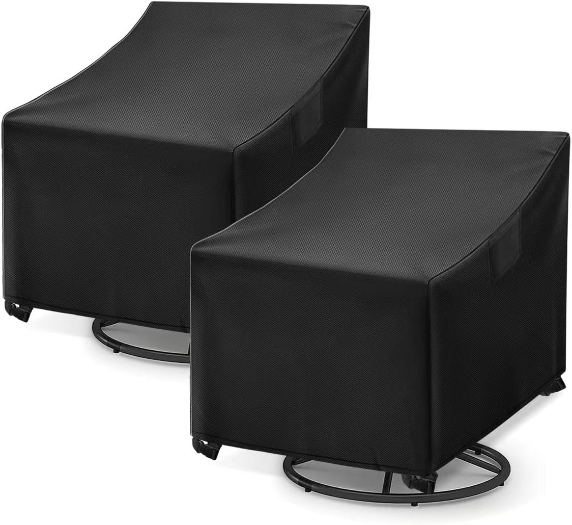 Detalle de WLEAFJ Patio Swivel Chair Covers, 2-Pack, Black Oxford, 31.5" x 33.5" x 36