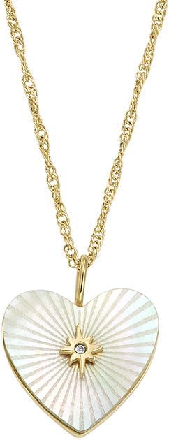 Thumbnail 5 de Fossil Collier pour femme en acier inoxydable doré, fermoir mousqueton et pendentif cœur
