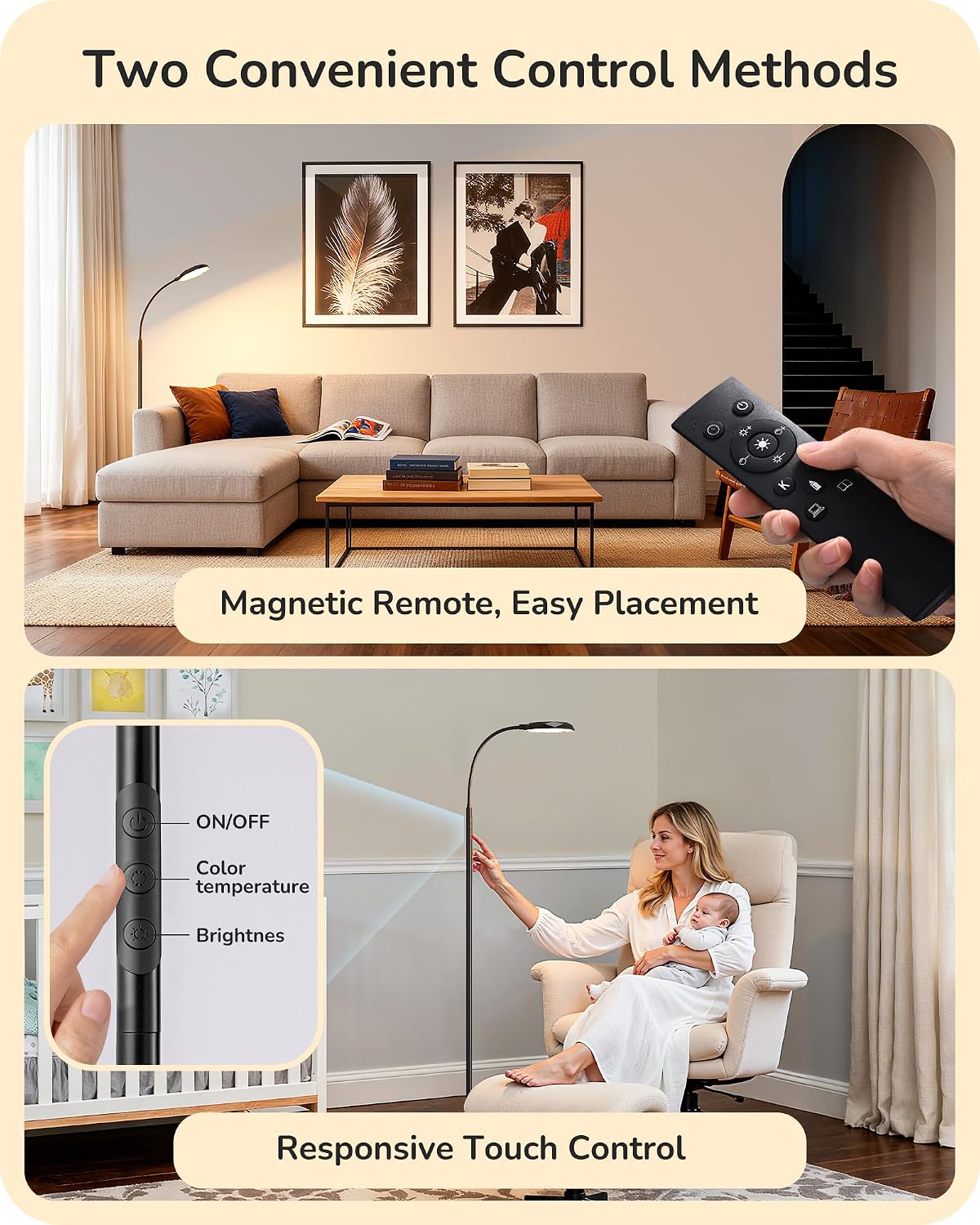 Detalle 1 de EDISHINE FLL-018-XX LED Floor Lamp, Dimmable with 4 CCTs and Remote
