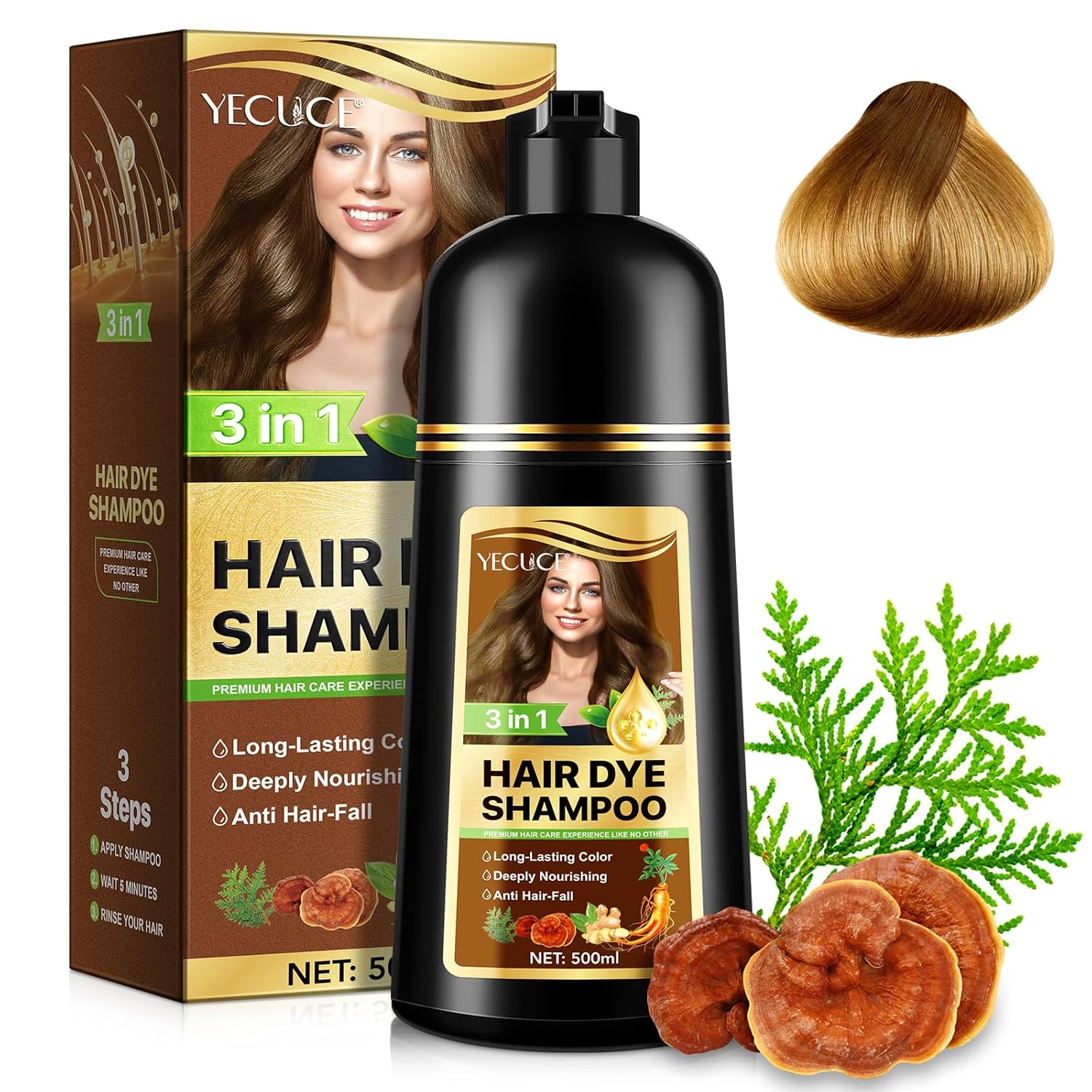 Detalle de Braunes Haarfärbe Shampoo 3 in 1 500 ml