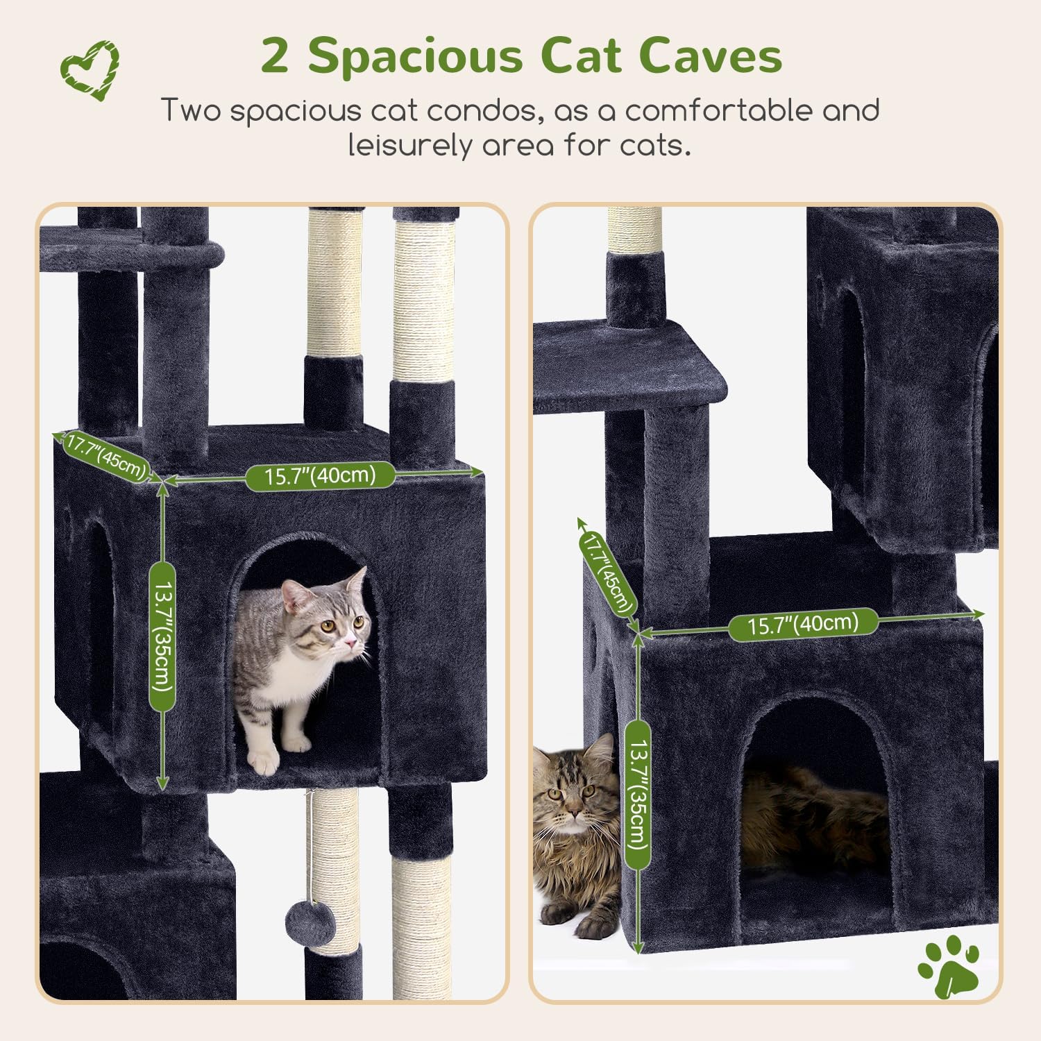 Detalle de Globlazer F61 Cat Tree for Large Cats, 61-Inch, Six Levels, Dark Gray