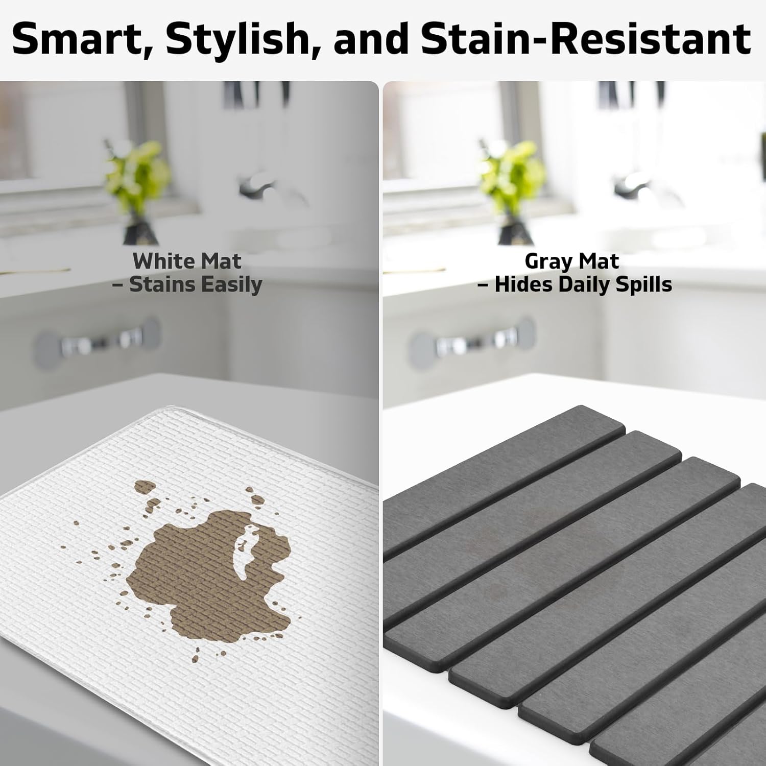 Detalle de Large Stone Dish Drying Mat for Kitchen Counter – 24" x 16" (Gray)