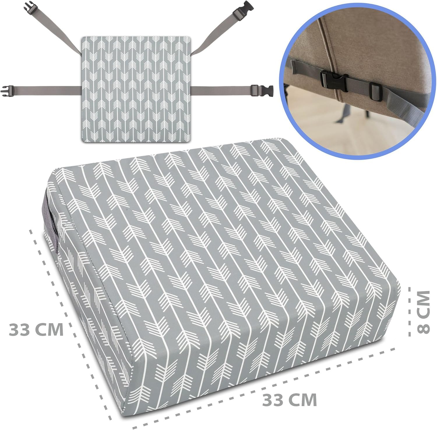 Detalle de Rialzo Sedia Bambini 33x33x8 cm con Cuscino Rialzato: Comfort Sicuro e Lavabile