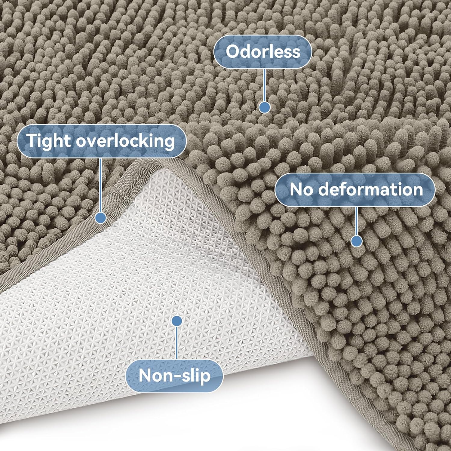 Detalle de Bcoimo Bathroom Rugs 24x17: Non-Slip, High-Absorbency Bath Mat with Rubber Backing