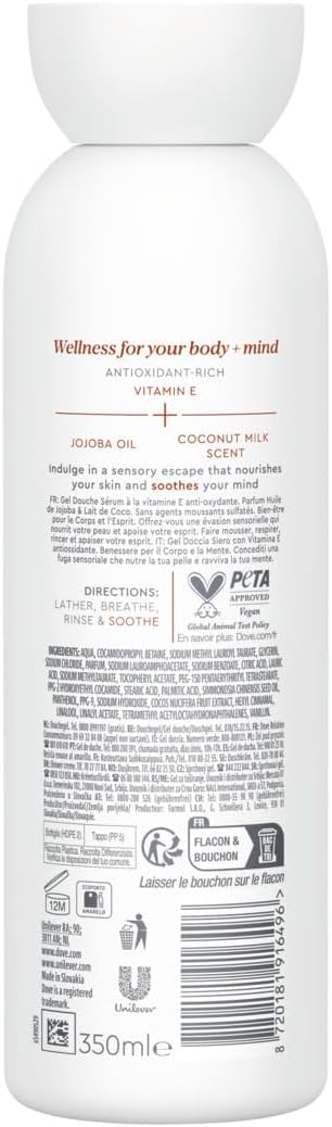 Thumbnail 6 de Dove Gel Doccia Siero con Vitamina E – idratazione 24h e note di jojoba e latte di cocco, 350 ml