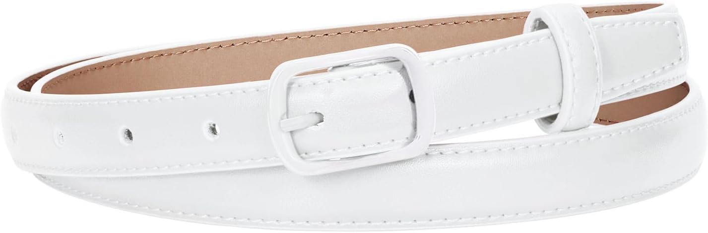 Thumbnail 6 de JASGOOD Skinny Belt for Women – Thin leather waist belt with black metal prong buckle