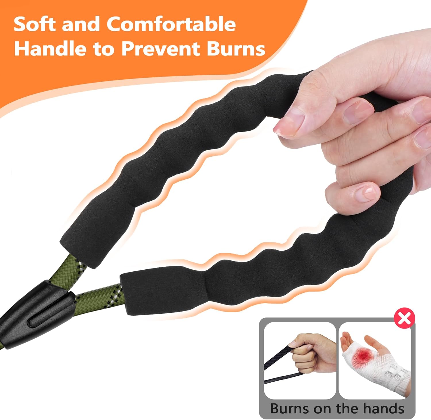 Thumbnail 2 de X XBEN 30M/98FT Training Leads for Dogs with Soft Padded Handle and Reflective Hook (Olive)