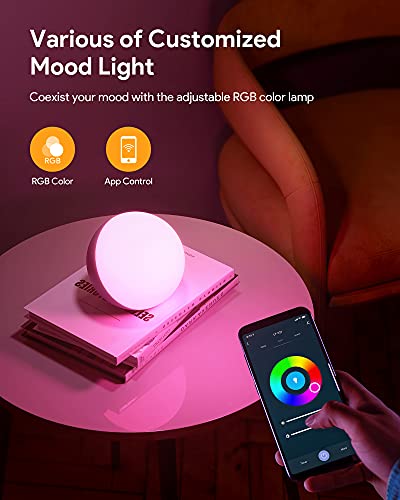 Detalle de Hifree Lampada da Comodino: lampada da tavolo smart con Alexa/Google Home, dimmerabile RGB e luce notturna tunable