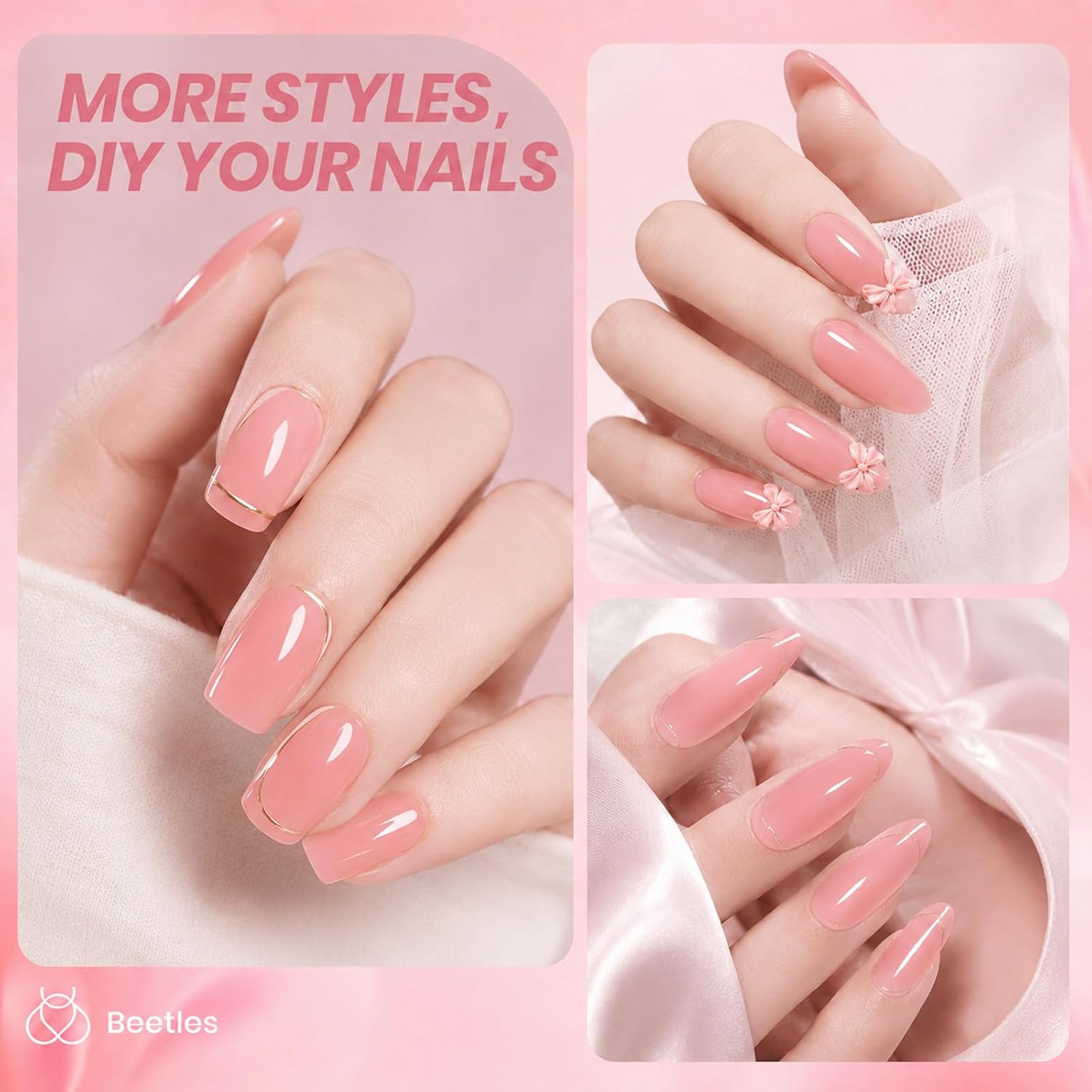 Detalle de Beetles UV-Gel Nagellack Nude Cremebraun, 15 ml (LED/UV-Lampe erforderlich) – Gel-Nagellack für DIY & Heimmaniküre