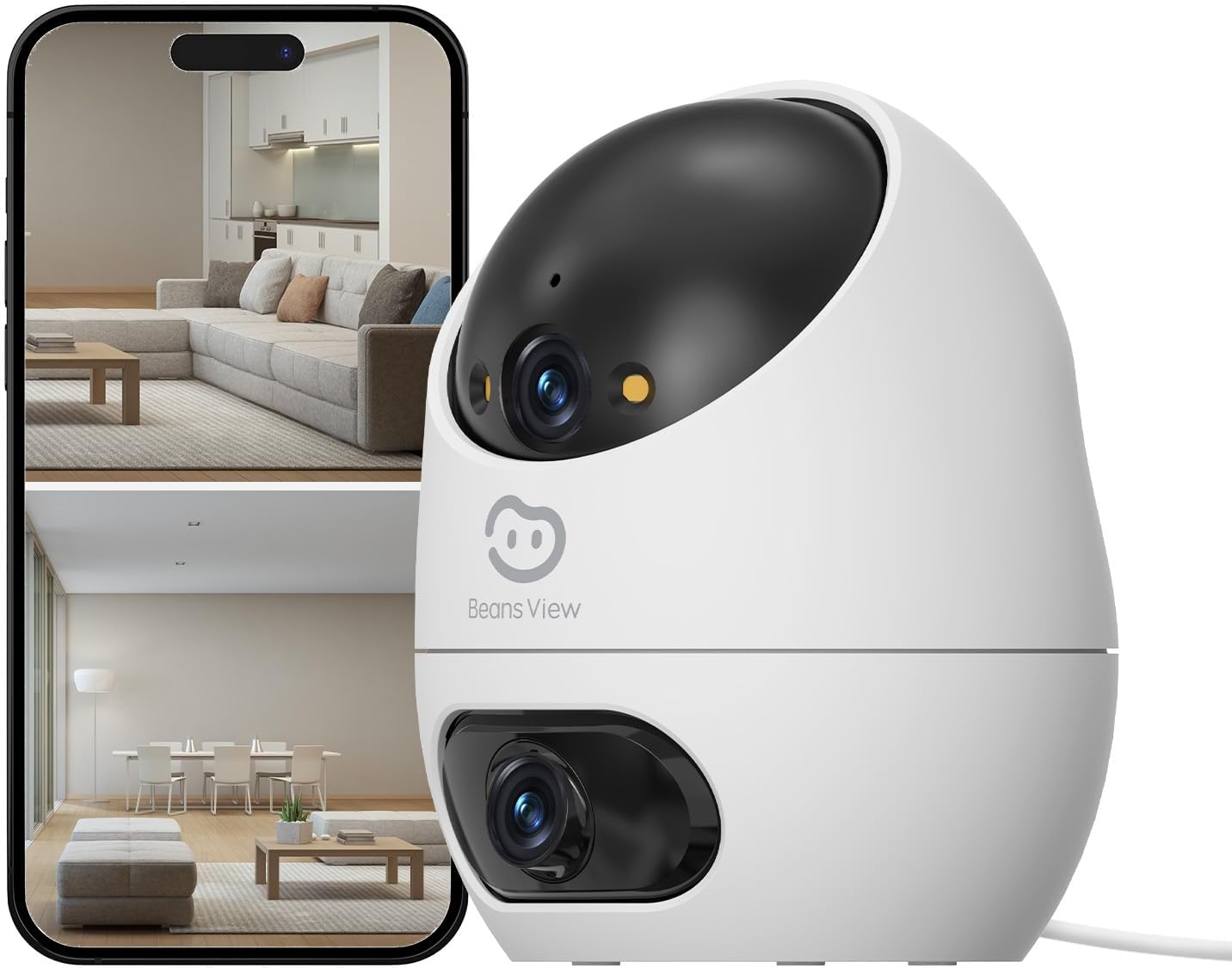 Detalle de Beans View 2K: Telecamera interna a doppio obiettivo 360° con visione notturna a colori