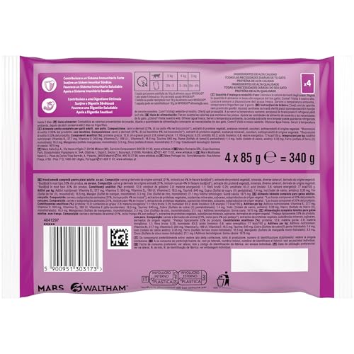 Detalle de WHISKAS PURE DELIGHT Cibo Umido in Gelatina per Gatti Adulti 4x85g Selezione Delicata