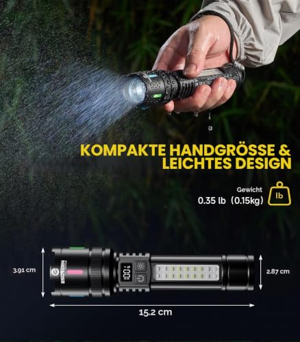 Thumbnail 7 de Esgreen Taschenlampe LED Aufladbar 2er-Set – 1.000.000 Lumen, USB‑C, LCD Display