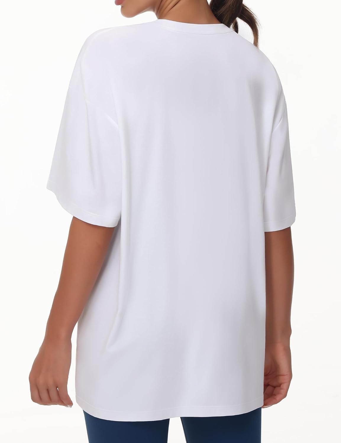 Detalle 2 de THE GYM PEOPLE T-Shirt oversize donna in jersey sportivo traspirante