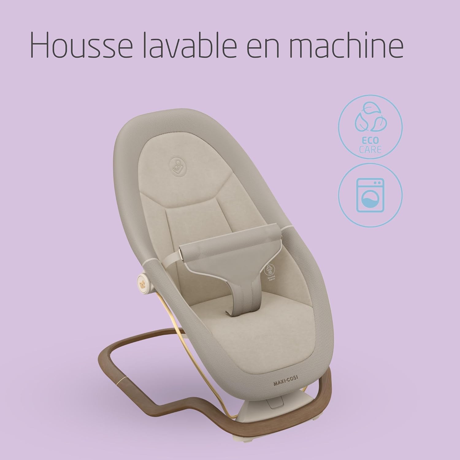 Detalle de Maxi-Cosi Dove Transat Bébé 0–3 ans, balancement naturel, tissu Eco Care recyclé, Beige Élegant