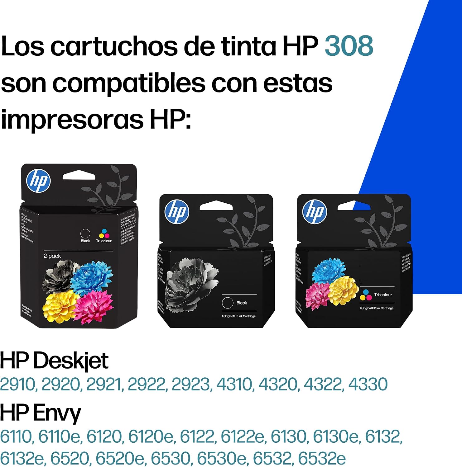 Thumbnail 1 de Cartucho HP 308 Negro (7FP21UE) - Original HP, compatible con Envy y DeskJet, impresión fiable