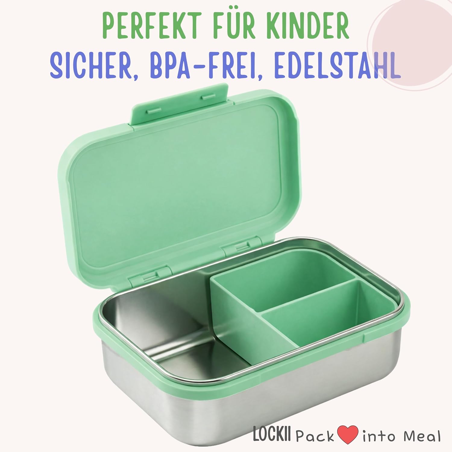 Detalle 2 de LOCKII lunchlåda för barn, 1 000 ml med snackslåda i rostfritt stål
