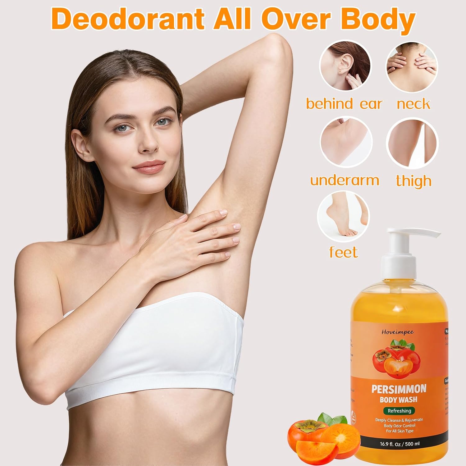 Detalle 2 de Hoveimpee Persimmon Body Wash, 16.9 fl oz, Odor-Control Formula